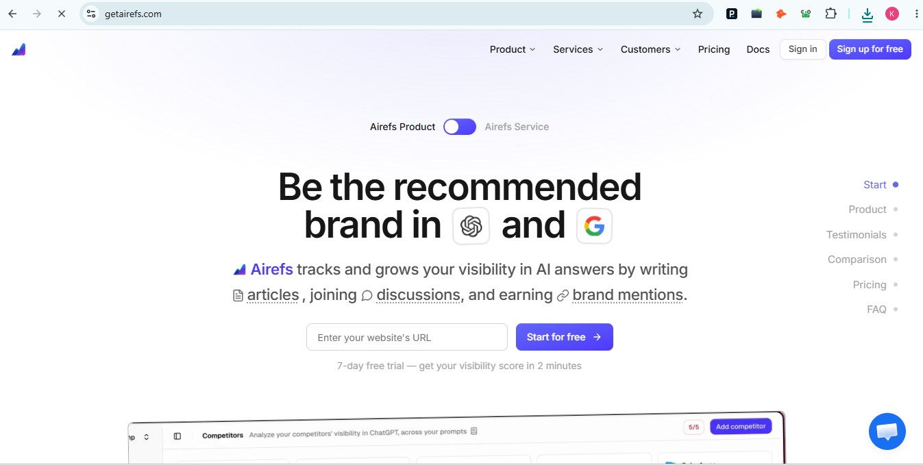 Getairefs chatgpt visibility trackers for brands